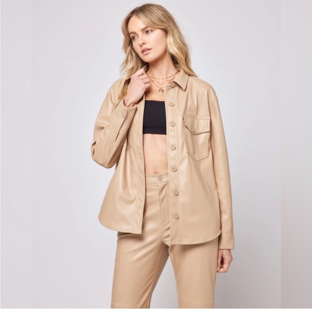 Revolve X LSPACE Vegan Leather Echo Jacket in XS Latte Color NWT